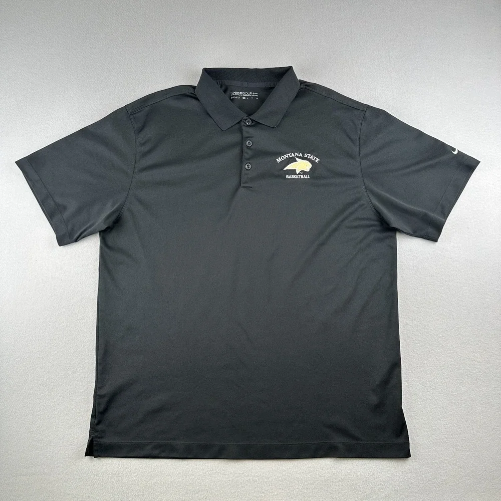 Nike Golf Men's‎ Montana State Basketball Black Dri-FIT Polo Shirt Size XL